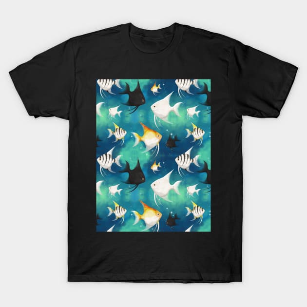 Angelfish Pattern T-Shirt by tanyadraws